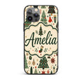 Scandinavian Christmas Trees Ornaments Snowflakes Custom Name Protective Phone Case Mobile Cover Durable Everyday Smartphone Shock Resistant