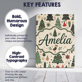 Personalised Name Scandinavian Christmas Custom  Unique Gift Idea Elegant Feature Canvas Wall Art Print Decor Picture Ready to Hang