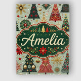 Personalised Name Elegant Festive Christmas Custom  Bespoke Interior Contemporary Canvas Wall Art Print Decor Picture Ready to Hang