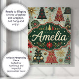 Personalised Name Elegant Festive Christmas Custom  Bespoke Interior Contemporary Canvas Wall Art Print Decor Picture Ready to Hang