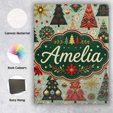 Personalised Name Elegant Festive Christmas Custom  Bespoke Interior Contemporary Canvas Wall Art Print Decor Picture Ready to Hang