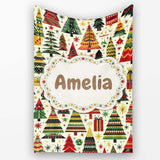 Vibrant Nordic Christmas Trees Gifts Stars Festive Holiday Seamless  Personalised Custom Name Super Soft Fleece Blanket Bed Sofa Throw