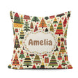 Custom Name Vibrant Nordic Christmas Trees Gifts Festive Holiday Square Filled Cushion Throw Pillow Sofa Bed Home Decor Zip Washable UK Made