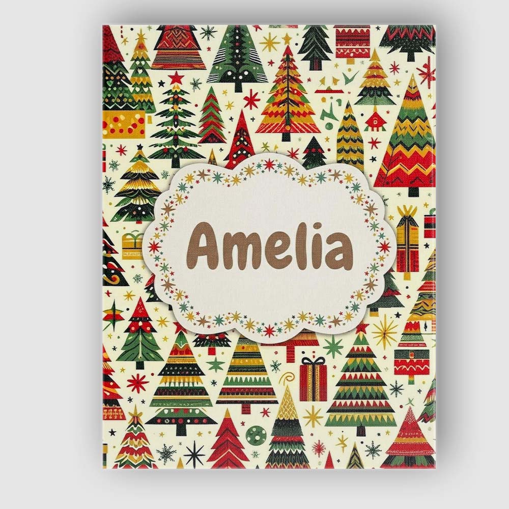 Personalised Name Vibrant Nordic Christmas Custom  Unique Gift Idea Elegant Feature Canvas Wall Art Print Decor Picture Ready to Hang