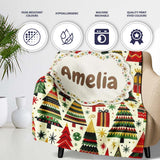 Vibrant Nordic Christmas Trees Gifts Stars Festive Holiday Seamless  Personalised Custom Name Super Soft Fleece Blanket Bed Sofa Throw