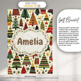 Vibrant Nordic Christmas Trees Gifts Stars Festive Holiday Seamless  Personalised Custom Name Super Soft Fleece Blanket Bed Sofa Throw