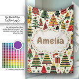 Vibrant Nordic Christmas Trees Gifts Stars Festive Holiday Seamless  Personalised Custom Name Super Soft Fleece Blanket Bed Sofa Throw