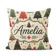 Custom Name Elegant Christmas Trees Gold Green Red Stars Festive Square Filled Cushion Throw Pillow Sofa Bed Home Decor Zip Washable UK Made