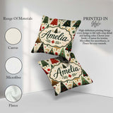 Custom Name Elegant Christmas Trees Gold Green Red Stars Festive Square Filled Cushion Throw Pillow Sofa Bed Home Decor Zip Washable UK Made