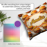 Custom Name Sketch Style Seamless Pattern Fast Food Illustration Square Filled Cushion Throw Pillow Sofa Bed Home Decor Zip Washable UK Made