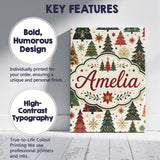 Personalised Name Ornate Christmas Trees Custom  Unique Gift Idea Elegant Feature Canvas Wall Art Print Decor Picture Ready to Hang