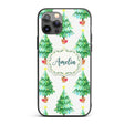 Watercolor Christmas Trees with Lights in Pots Custom Name Protective Phone Case Mobile Cover Durable Everyday Smartphone Shock Resistant
