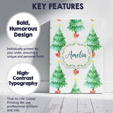 Personalised Name Watercolor Christmas Custom  Modern Room Accent Elegant Feature Canvas Wall Art Print Decor Picture Ready to Hang