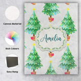 Personalised Name Watercolor Christmas Custom  Modern Room Accent Elegant Feature Canvas Wall Art Print Decor Picture Ready to Hang