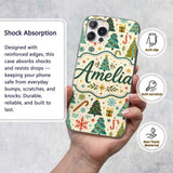 Playful Christmas Trees Candy Canes Snowflakes Custom Name Protective Phone Case Mobile Cover Durable Everyday Smartphone Shock Resistant