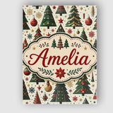 Personalised Name Classic Christmas Trees Custom  Unique Gift Idea Elegant Feature Canvas Wall Art Print Decor Picture Ready to Hang