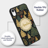 Modern Christmas Trees Golden Printed Design Custom Name Protective Phone Case Mobile Cover Durable Everyday Smartphone Shock Resistant