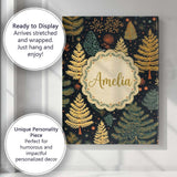 Personalised Name Modern Christmas Trees Custom  Unique Gift Idea Elegant Feature Canvas Wall Art Print Decor Picture Ready to Hang
