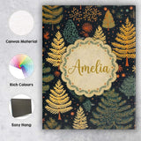 Personalised Name Modern Christmas Trees Custom  Unique Gift Idea Elegant Feature Canvas Wall Art Print Decor Picture Ready to Hang