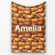 Realistic Burger Stack Seamless Pattern Fast Food Snack Design  Personalised Custom Name Super Soft Fleece Blanket Bed Sofa Throw