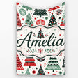 Scandi Christmas Trees Polka Dots Snowflakes Cute Holiday Seamless  Personalised Custom Name Super Soft Fleece Blanket Bed Sofa Throw
