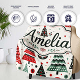 Scandi Christmas Trees Polka Dots Snowflakes Cute Holiday Seamless  Personalised Custom Name Super Soft Fleece Blanket Bed Sofa Throw