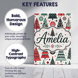 Personalised Name Scandi Christmas Trees Custom  Unique Gift Idea Elegant Feature Canvas Wall Art Print Decor Picture Ready to Hang
