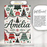 Scandi Christmas Trees Polka Dots Snowflakes Cute Holiday Seamless  Personalised Custom Name Super Soft Fleece Blanket Bed Sofa Throw
