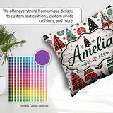 Custom Name Scandi Christmas Trees Polka Dots Snowflakes Holiday Square Filled Cushion Throw Pillow Sofa Bed Home Decor Zip Washable UK Made