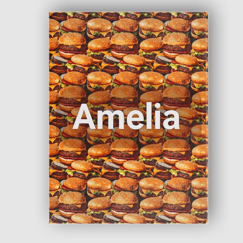Personalised Name Realistic Burger Stack Seamless Pattern Fast Food Custom Canvas Wall Art Print Decor Picture Ready to Hang