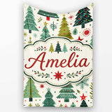 Minimal Christmas Trees Stars Leaves Nordic Holiday Seamless Pattern  Personalised Custom Name Super Soft Fleece Blanket Bed Sofa Throw