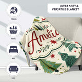 Minimal Christmas Trees Stars Leaves Nordic Holiday Seamless Pattern  Personalised Custom Name Super Soft Fleece Blanket Bed Sofa Throw