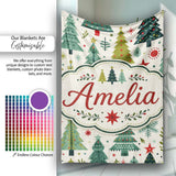 Minimal Christmas Trees Stars Leaves Nordic Holiday Seamless Pattern  Personalised Custom Name Super Soft Fleece Blanket Bed Sofa Throw