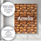 Personalised Name Realistic Burger Stack Seamless Pattern Fast Food Custom Canvas Wall Art Print Decor Picture Ready to Hang