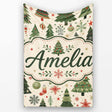 Classic Christmas Trees Ornaments Gifts Snowflakes Festive Seamless  Personalised Custom Name Super Soft Fleece Blanket Bed Sofa Throw