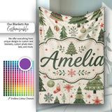 Classic Christmas Trees Ornaments Gifts Snowflakes Festive Seamless  Personalised Custom Name Super Soft Fleece Blanket Bed Sofa Throw