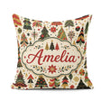 Custom Name Elegant Christmas Trees Red Green Ornaments Seamless Square Filled Cushion Throw Pillow Sofa Bed Home Decor Zip Washable UK Made