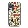 Elegant Christmas Trees Red Green Gold Stars Custom Name Protective Phone Case Mobile Cover Durable Everyday Smartphone Shock Resistant