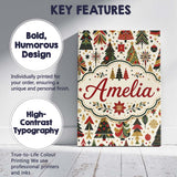 Personalised Name Elegant Christmas Trees Custom  Bespoke Decorative Contemporary Canvas Wall Art Print Decor Picture Ready to Hang