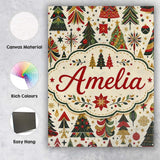 Personalised Name Elegant Christmas Trees Custom  Bespoke Decorative Contemporary Canvas Wall Art Print Decor Picture Ready to Hang