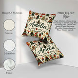 Custom Name Ornate Trees Red Green Gold Baubles Festive Seamless Square Filled Cushion Throw Pillow Sofa Bed Home Decor Zip Washable UK Made