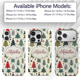 Scandi Christmas Trees Geometric Printed Design Custom Name Protective Phone Case Mobile Cover Durable Everyday Smartphone Shock Resistant