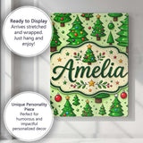 Personalised Name Cartoon Christmas Trees Custom  Unique Gift Idea Elegant Feature Canvas Wall Art Print Decor Picture Ready to Hang