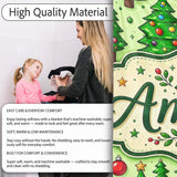 Cartoon Christmas Trees Green Ornaments Cute Holiday Seamless Lovely  Personalised Custom Name Super Soft Fleece Blanket Bed Sofa Throw