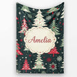 Nordic Christmas Trees Red White Green Snowflakes Festive Seamless  Personalised Custom Name Super Soft Fleece Blanket Bed Sofa Throw