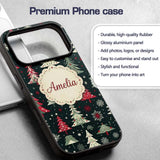 Nordic Christmas Trees Red White Green Snowflakes Custom Name Protective Phone Case Mobile Cover Durable Everyday Smartphone Shock Resistant