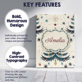 Personalised Name Mid Century Christmas Custom  Modern Room Accent Elegant Feature Canvas Wall Art Print Decor Picture Ready to Hang