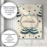 Personalised Name Mid Century Christmas Custom  Modern Room Accent Elegant Feature Canvas Wall Art Print Decor Picture Ready to Hang