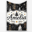 Luxury Christmas Trees Black Gold Silver Glitter Stars Seamless  Personalised Custom Name Super Soft Fleece Blanket Bed Sofa Throw