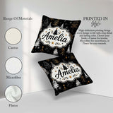 Custom Name Luxury Christmas Trees Black Silver Glitter Seamless Square Filled Cushion Throw Pillow Sofa Bed Home Decor Zip Washable UK Made